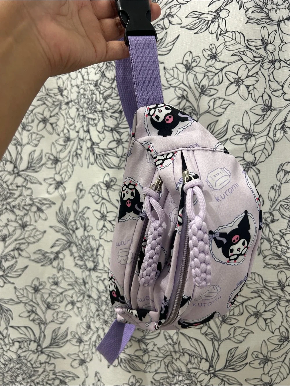 Sanrio Kuromi Lilac Patterned Kids Sling Bag